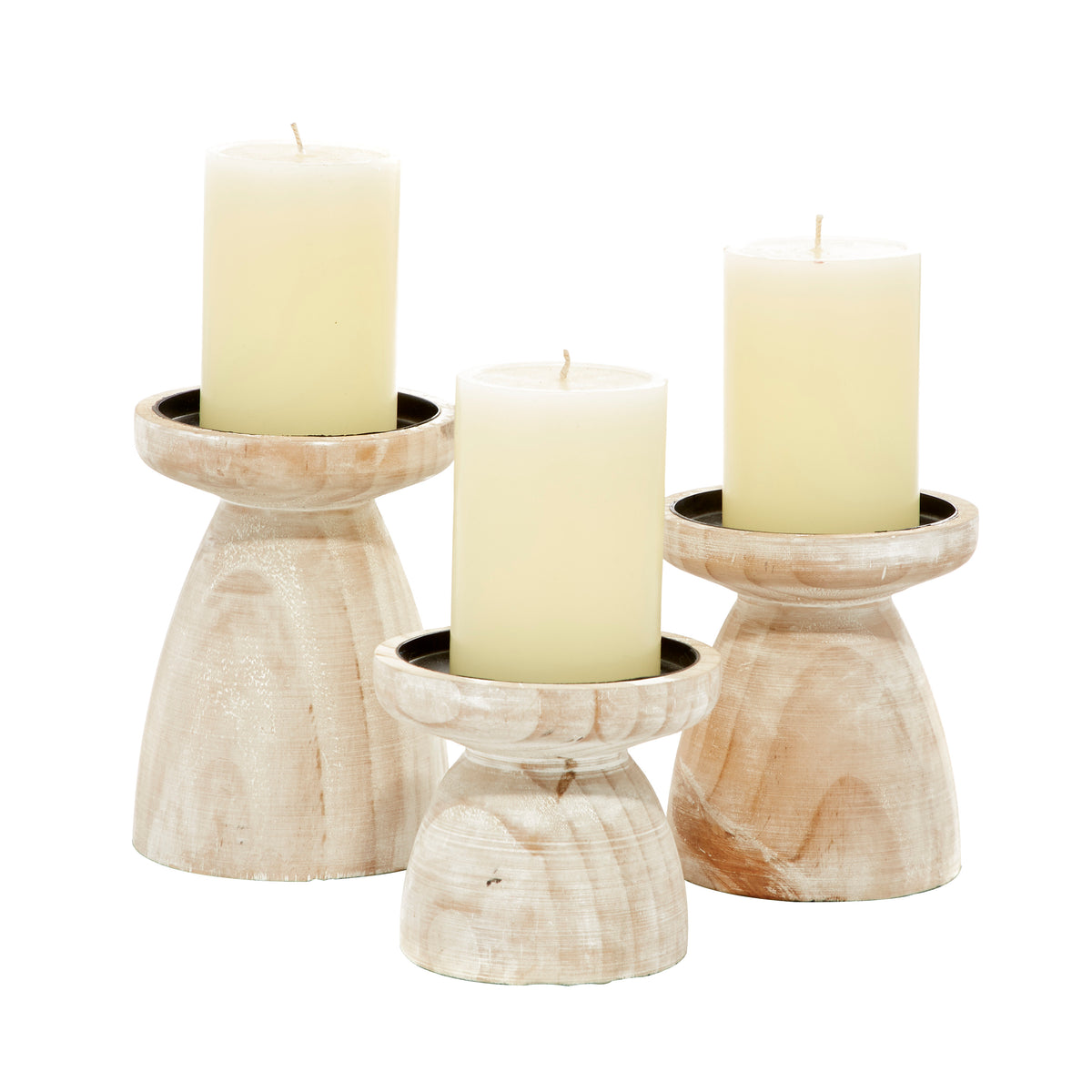 Set candelabros de madera